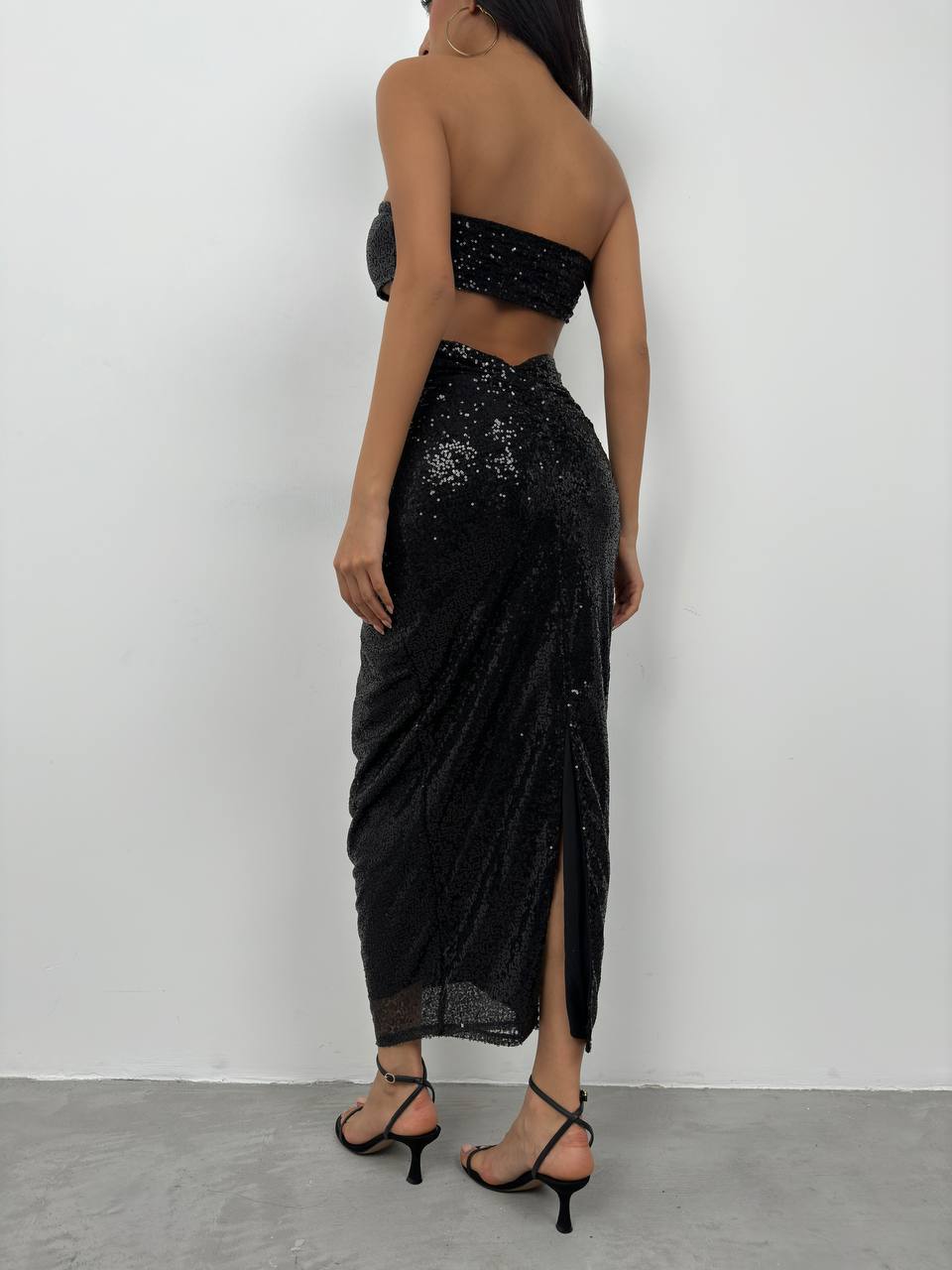 SEQUINED SKIRT WITH STRAPLESS TOP-SET