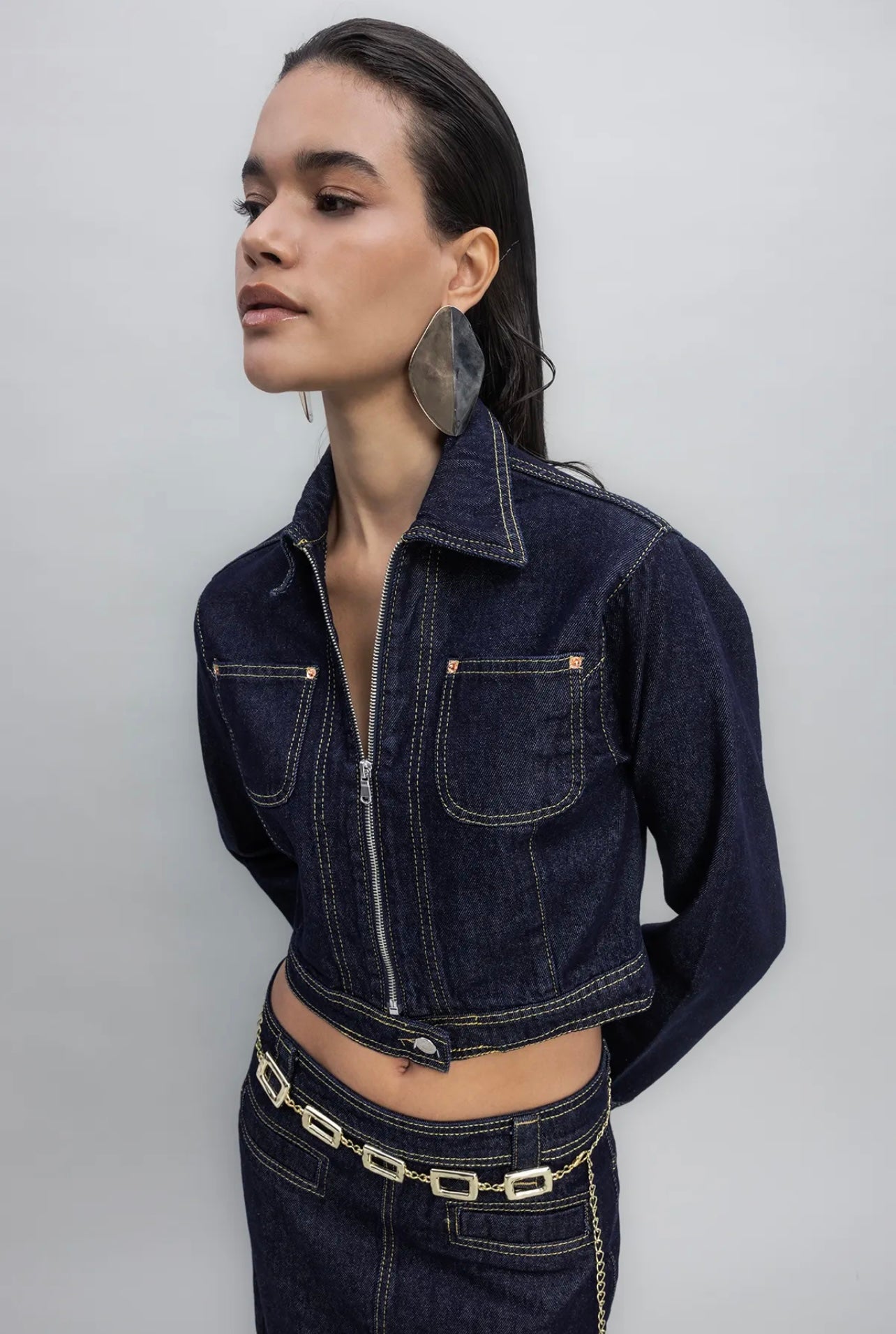 CROP DENIM COAT