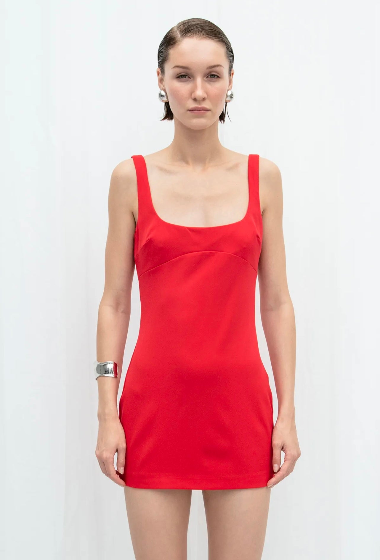 FITTED SQUARE-NECK  DRESS