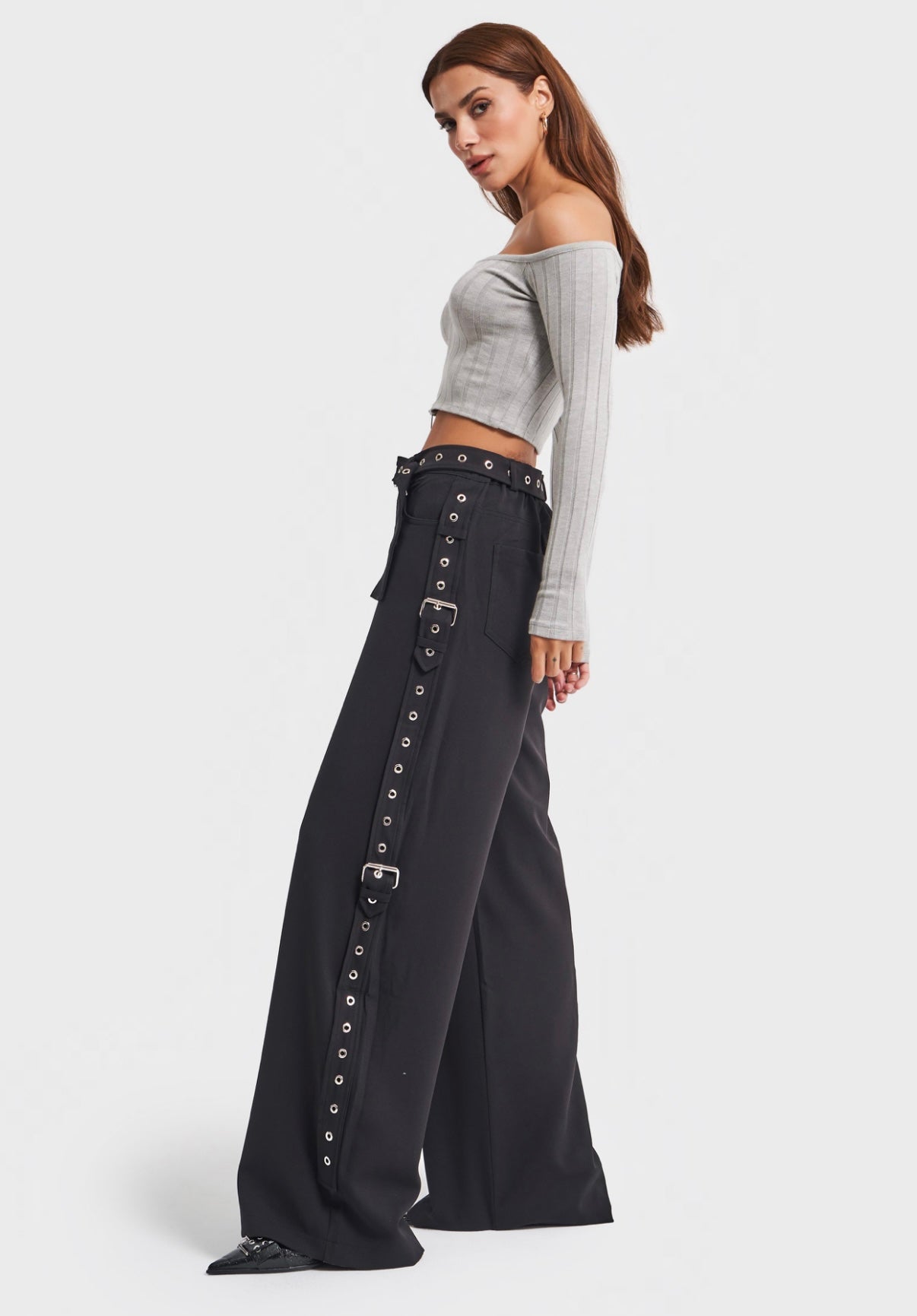 BELT DETAILS PALAZZO FIT TROUSERS