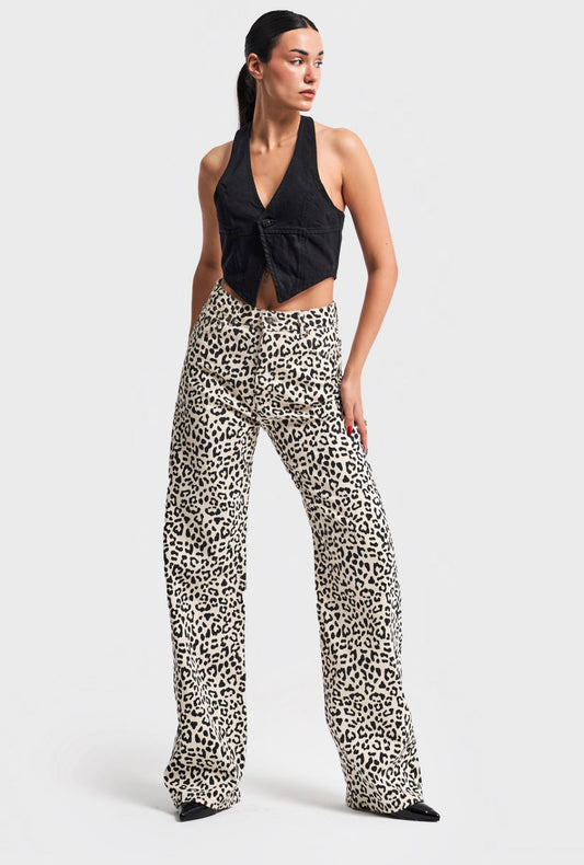 ANIMAL PRINT STRAIGHT FIT DENIM CD1308