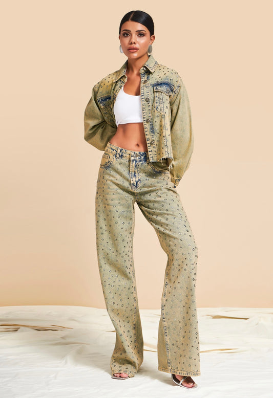 HIGH-WAIST STRAIGHT FIT EMBELLISHED DENIM—CD19