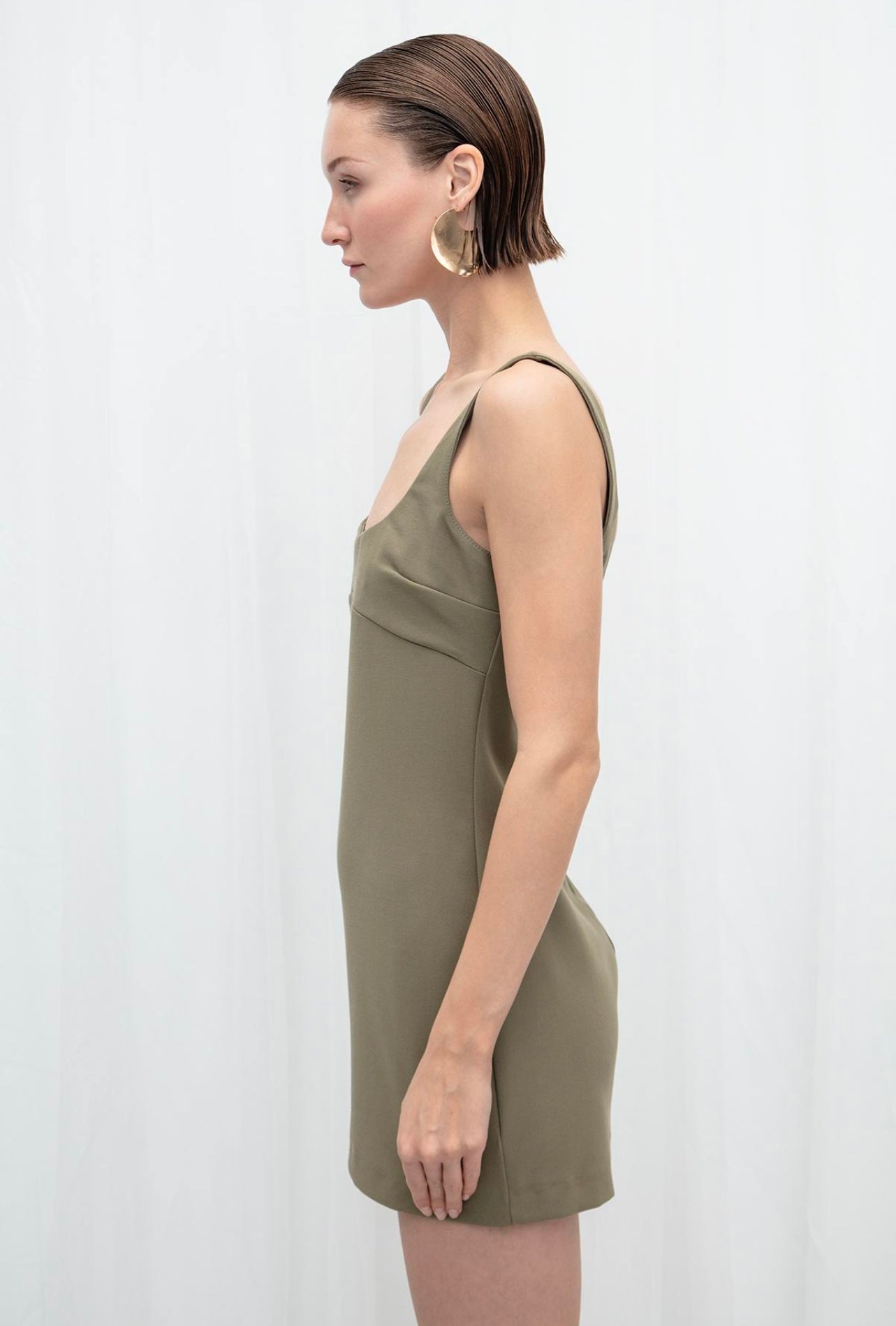 FITTED SQUARE-NECK  DRESS