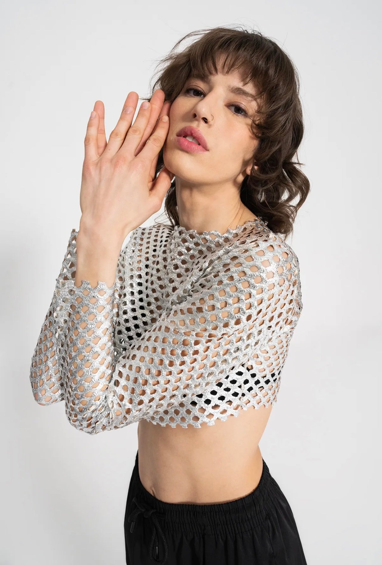 FOIL MESH CROP TOP