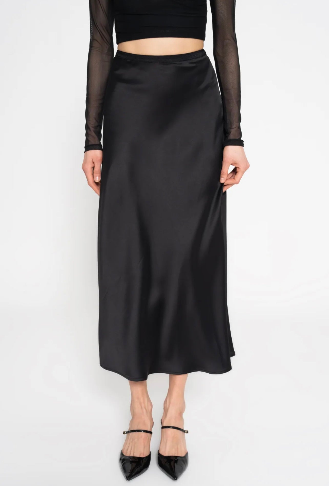 SATIN MIDI SKIRT