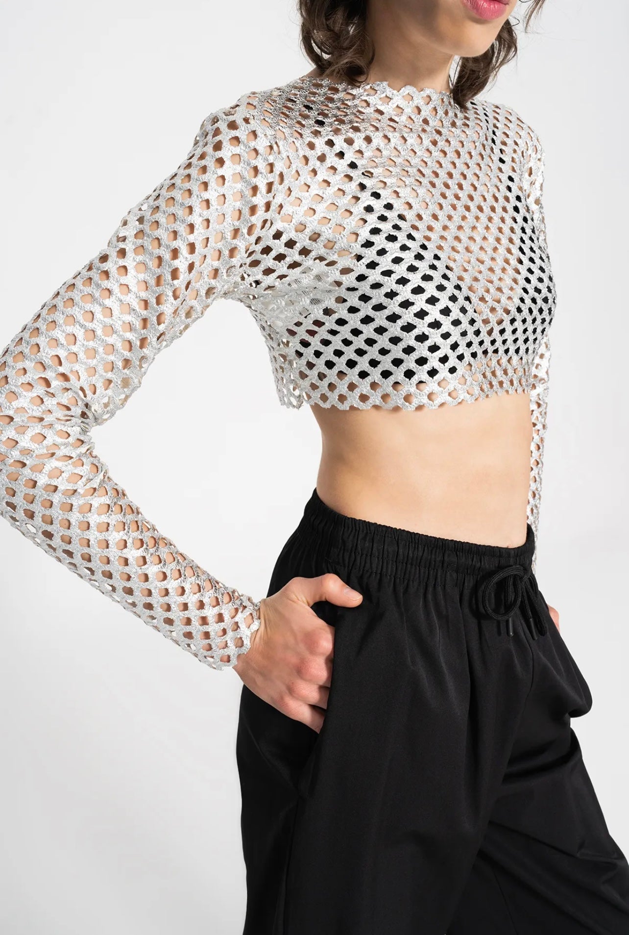 FOIL MESH CROP TOP