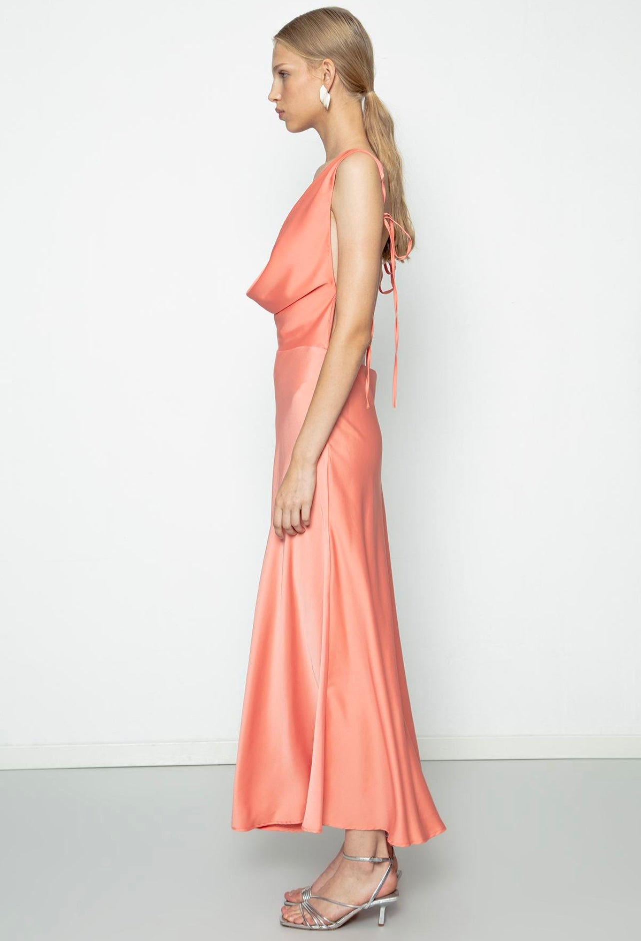 SATIN MIDI DRESS WITH OPEN BACK