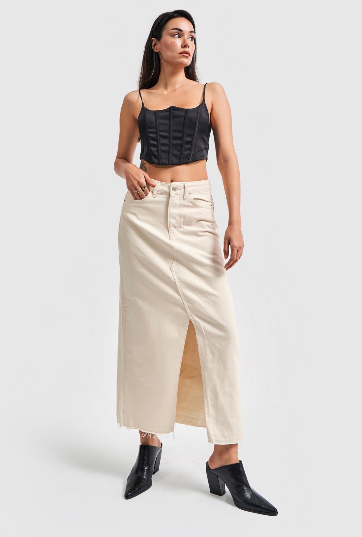 HIGH-WAIST DENIM SKIRT