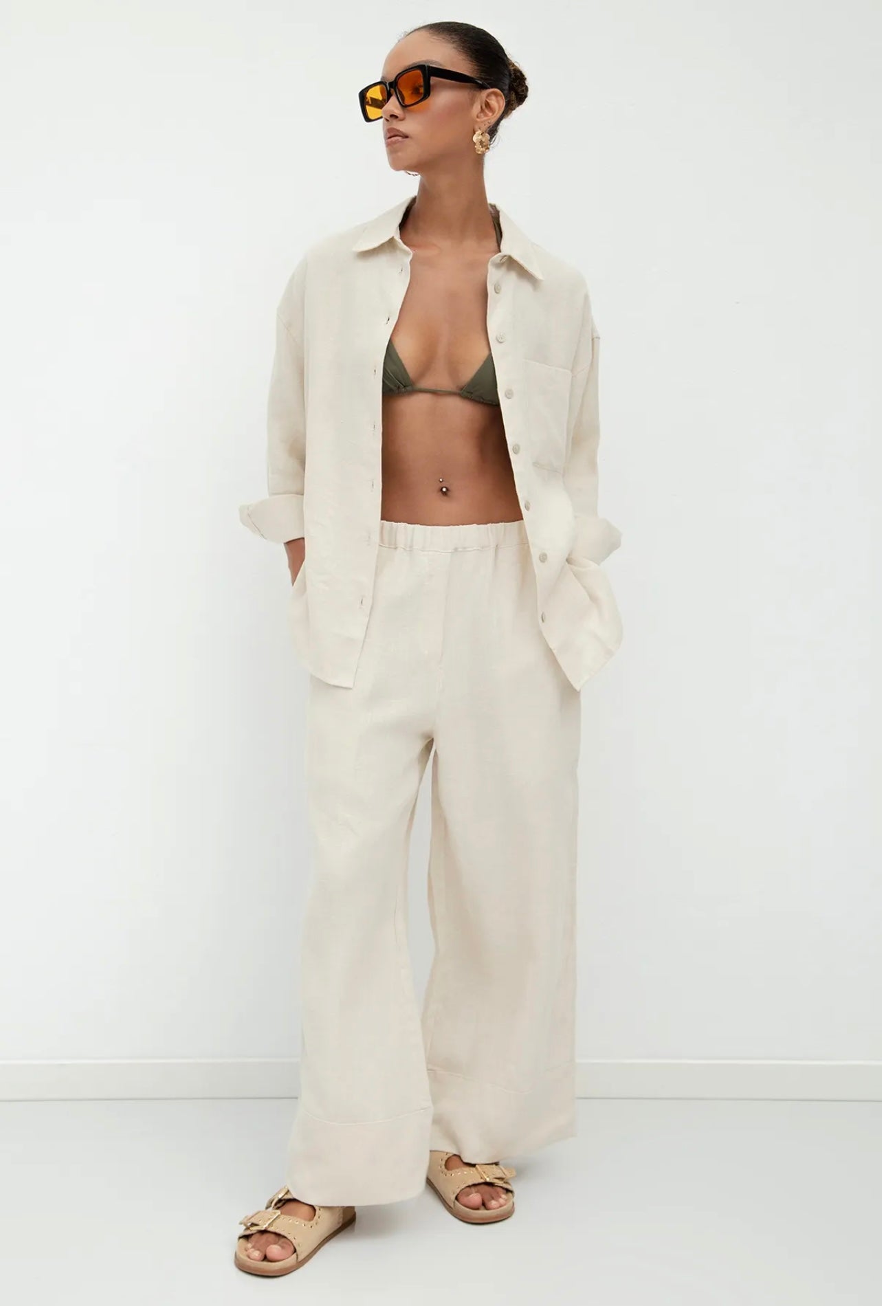 LINEN LOOSE TROUSERS