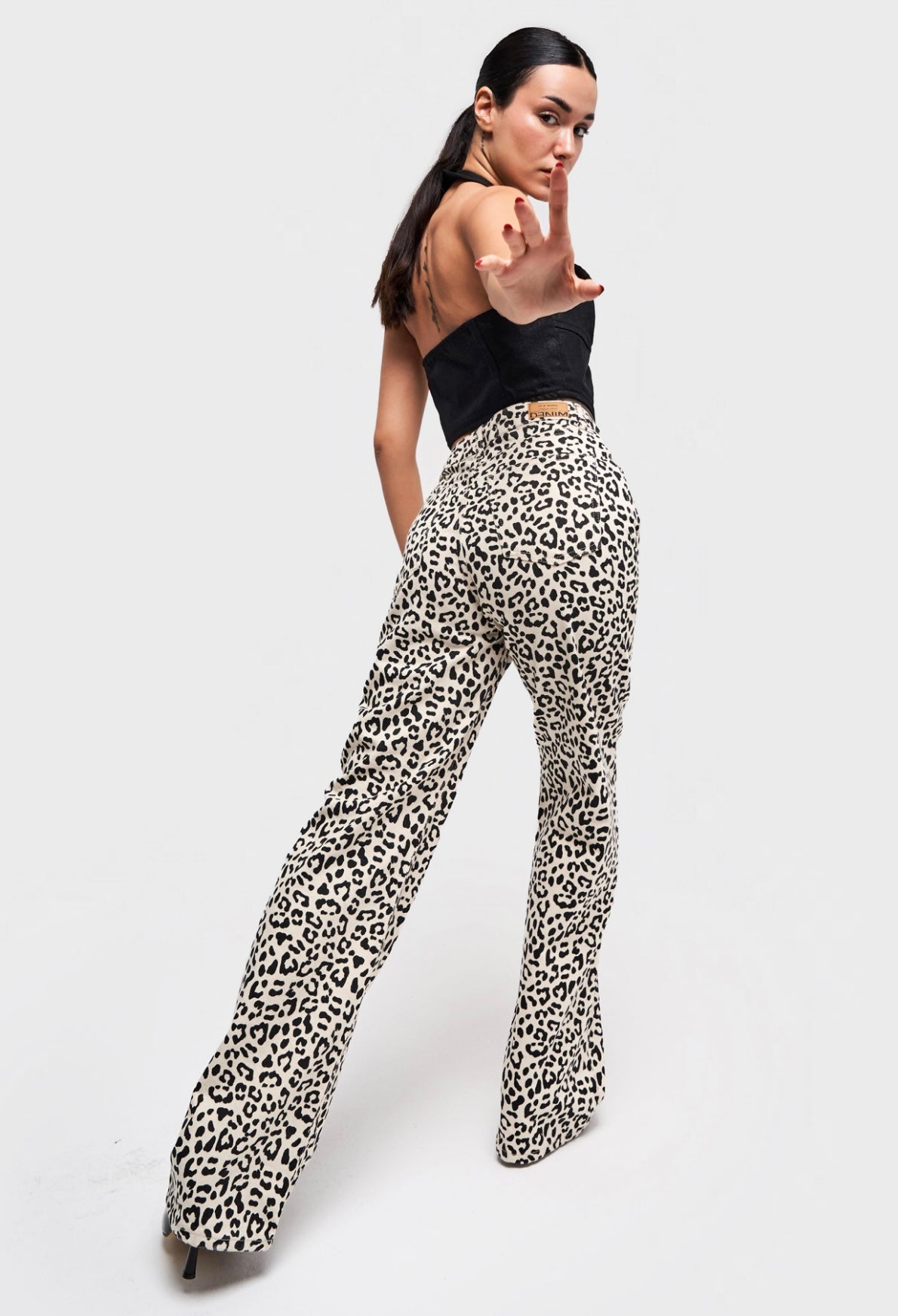 ANIMAL PRINT STRAIGHT FIT DENIM CD1308