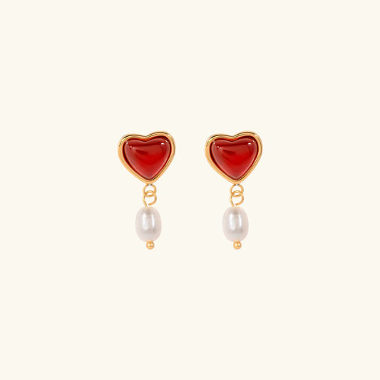 PEARL HEART GOLD EARRINGS