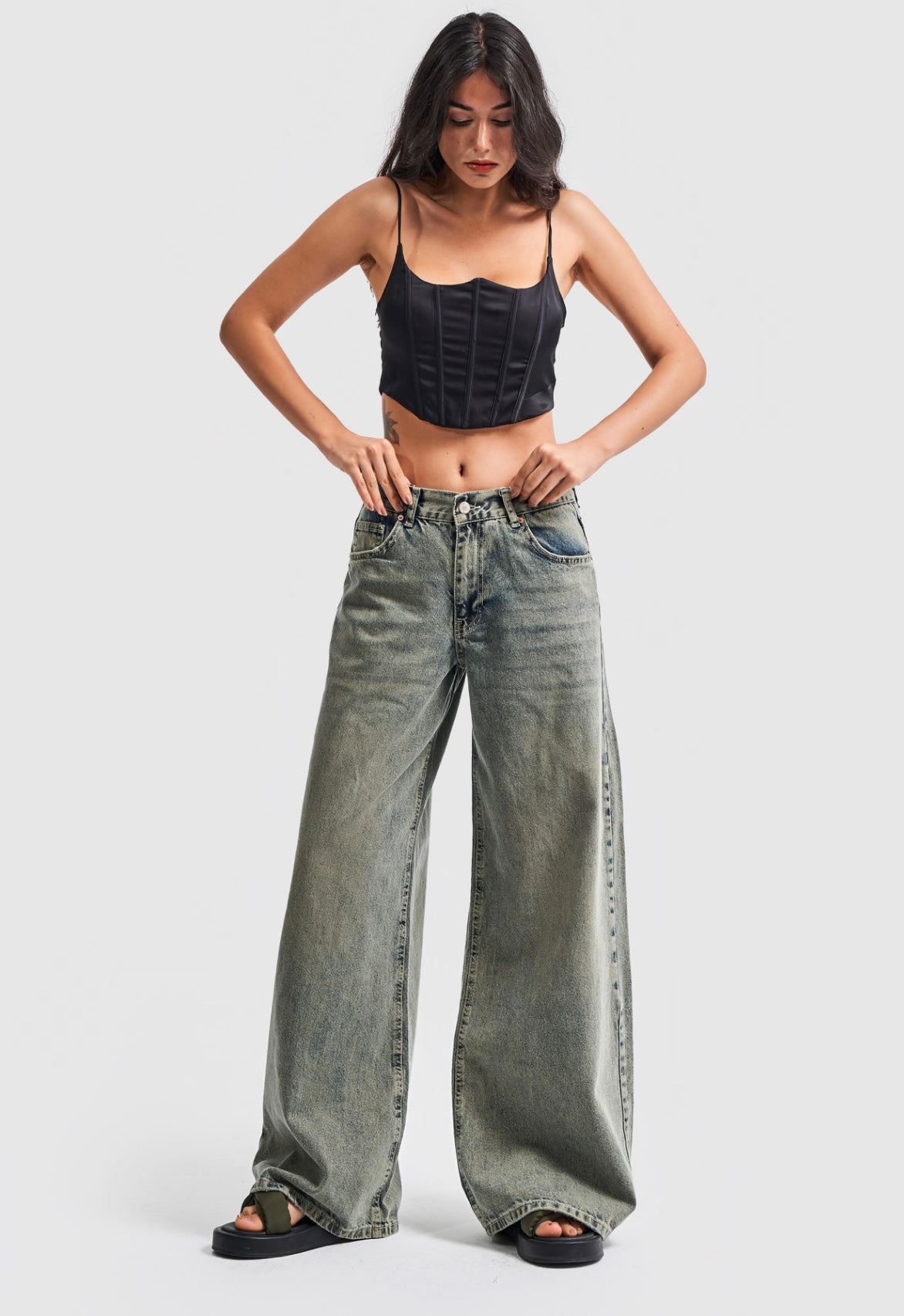 PIMKIE WIDE PALAZZO LEG JEANS