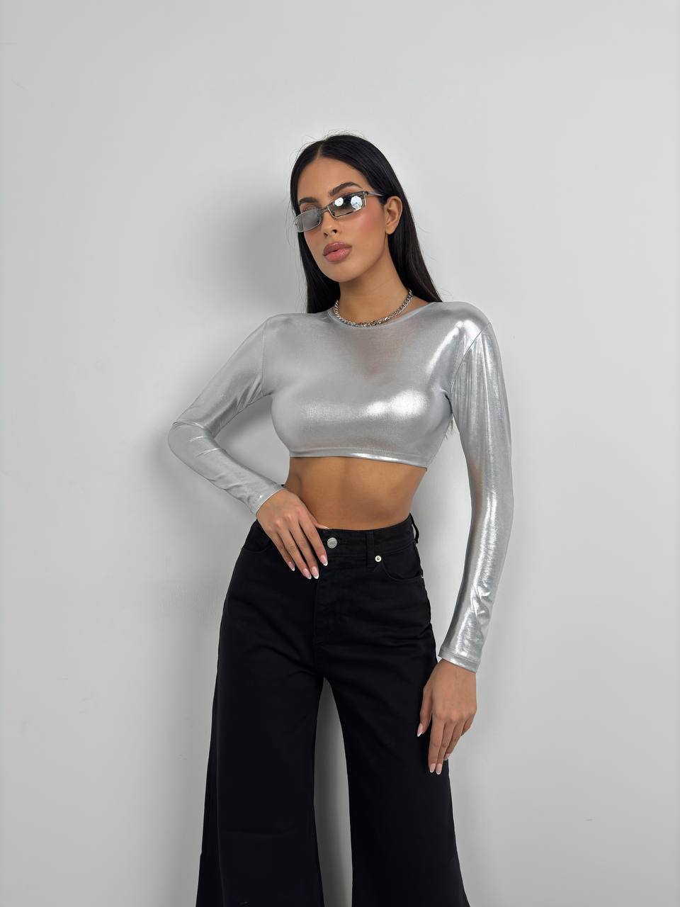 METALLIC CROP TOP