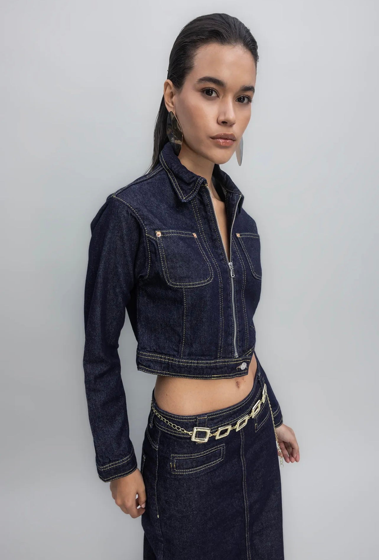 CROP DENIM COAT