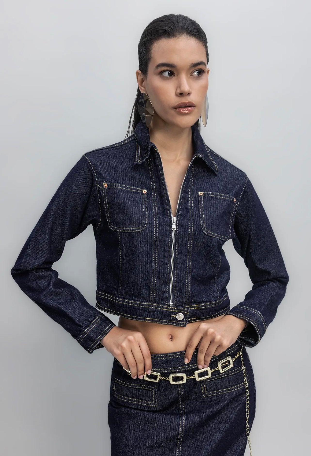 CROP DENIM COAT