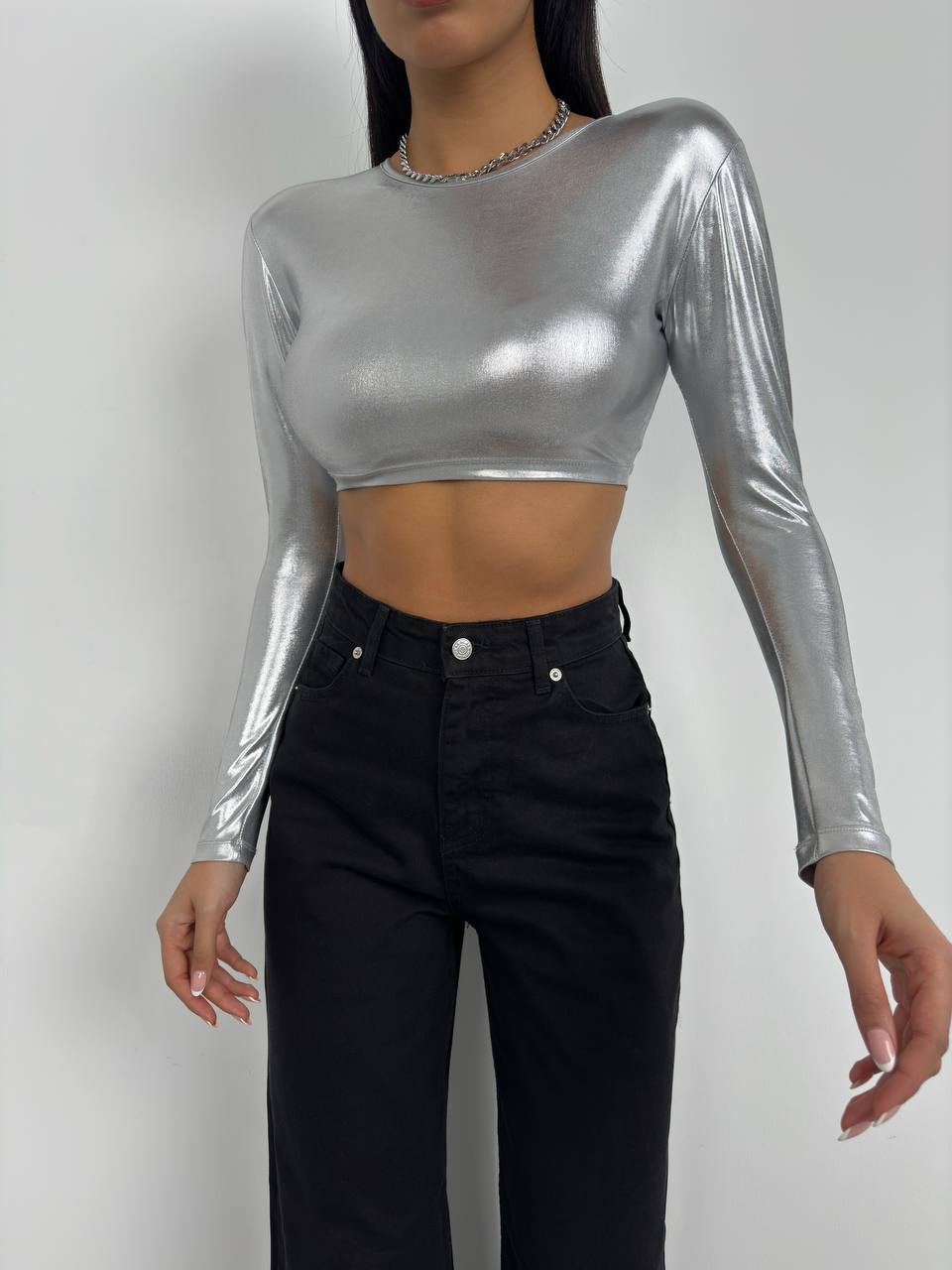 METALLIC CROP TOP