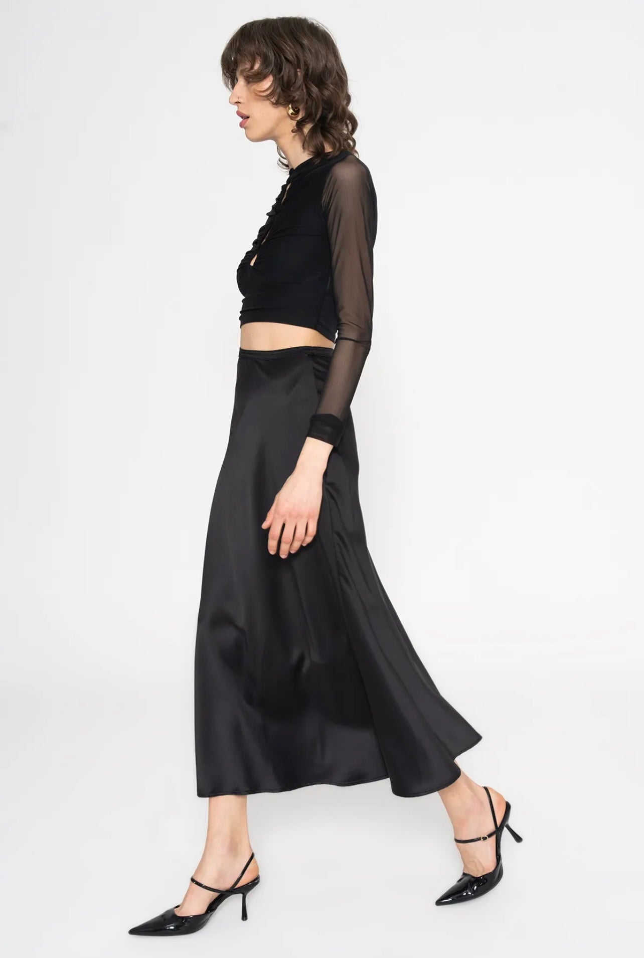 SATIN MIDI SKIRT