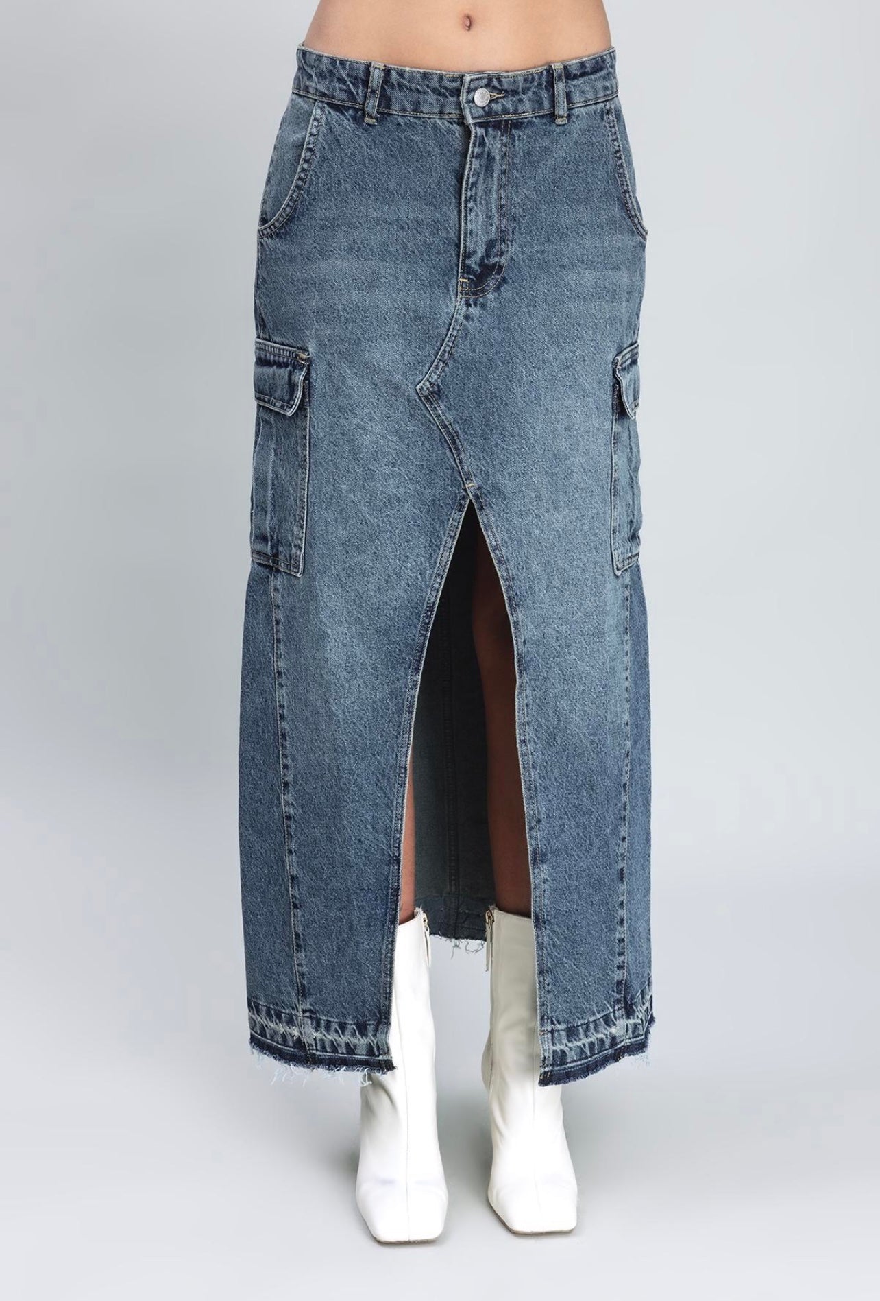 CARGO DENIM SKIRT