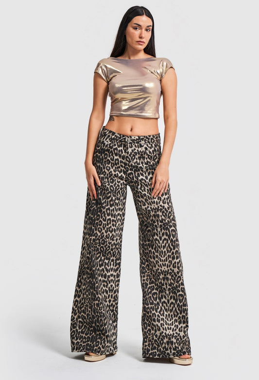 MID-RISE LEOPARD PRINTS JEANS CD101