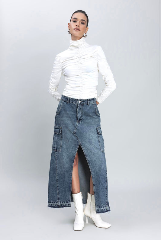 CARGO DENIM SKIRT