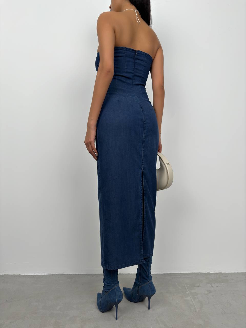 STRAPLESS DENIM DRESS