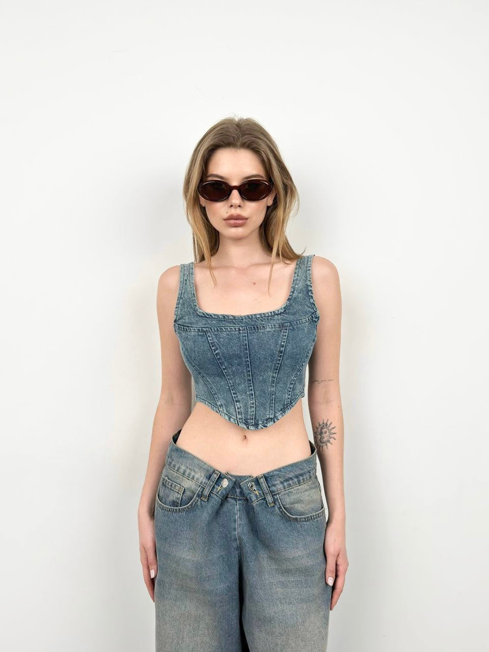 DENIM CROP SHIRT