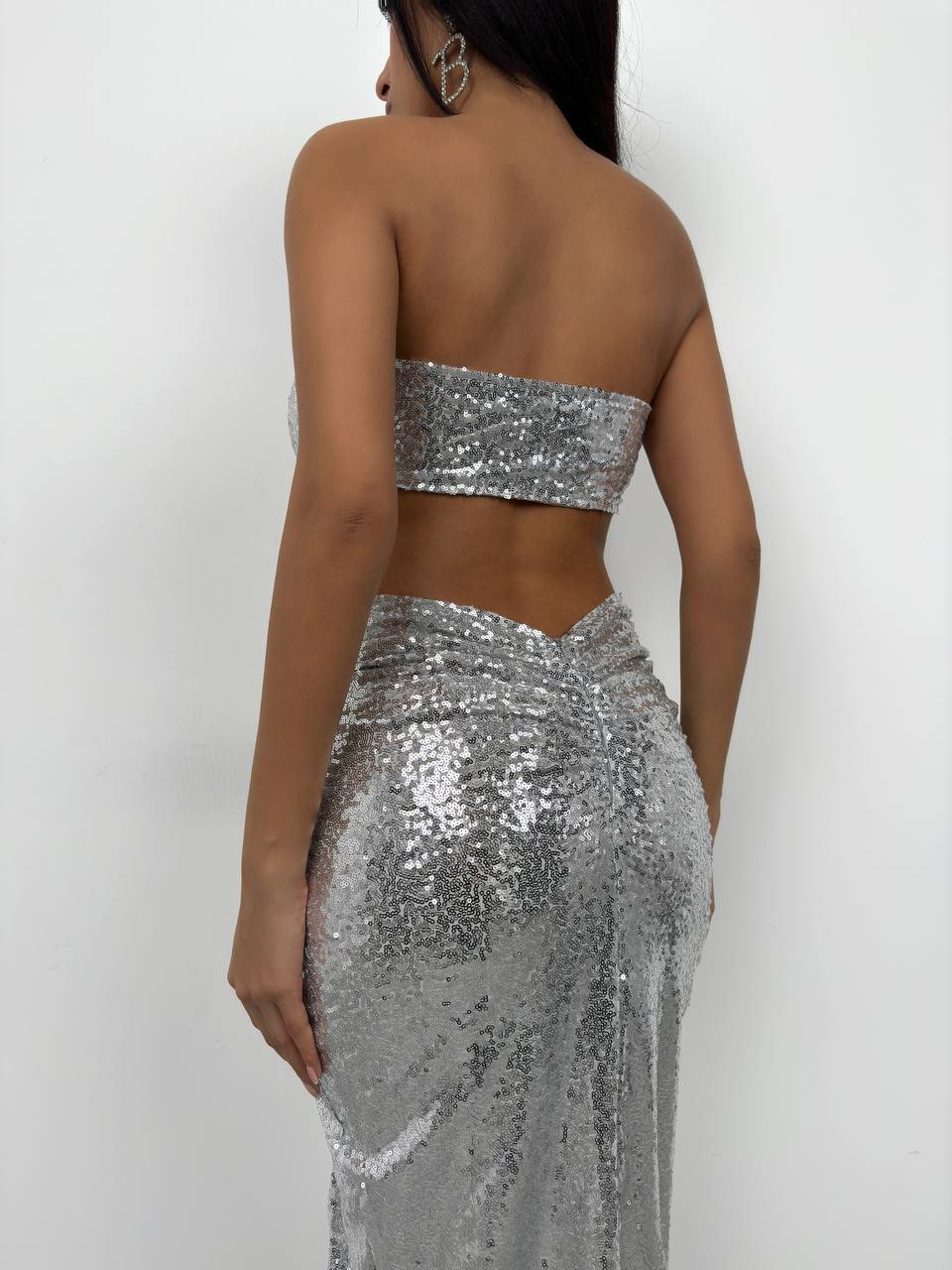 SEQUINED SKIRT WITH STRAPLESS TOP-SET