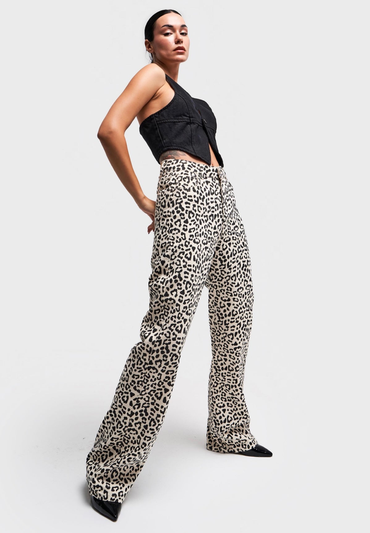 ANIMAL PRINT STRAIGHT FIT DENIM CD1308