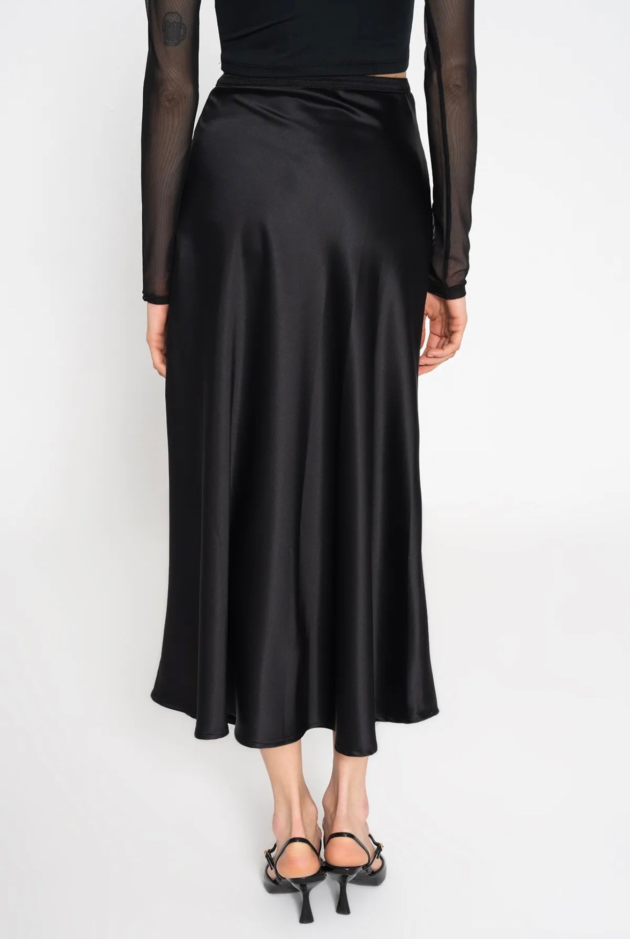 SATIN MIDI SKIRT