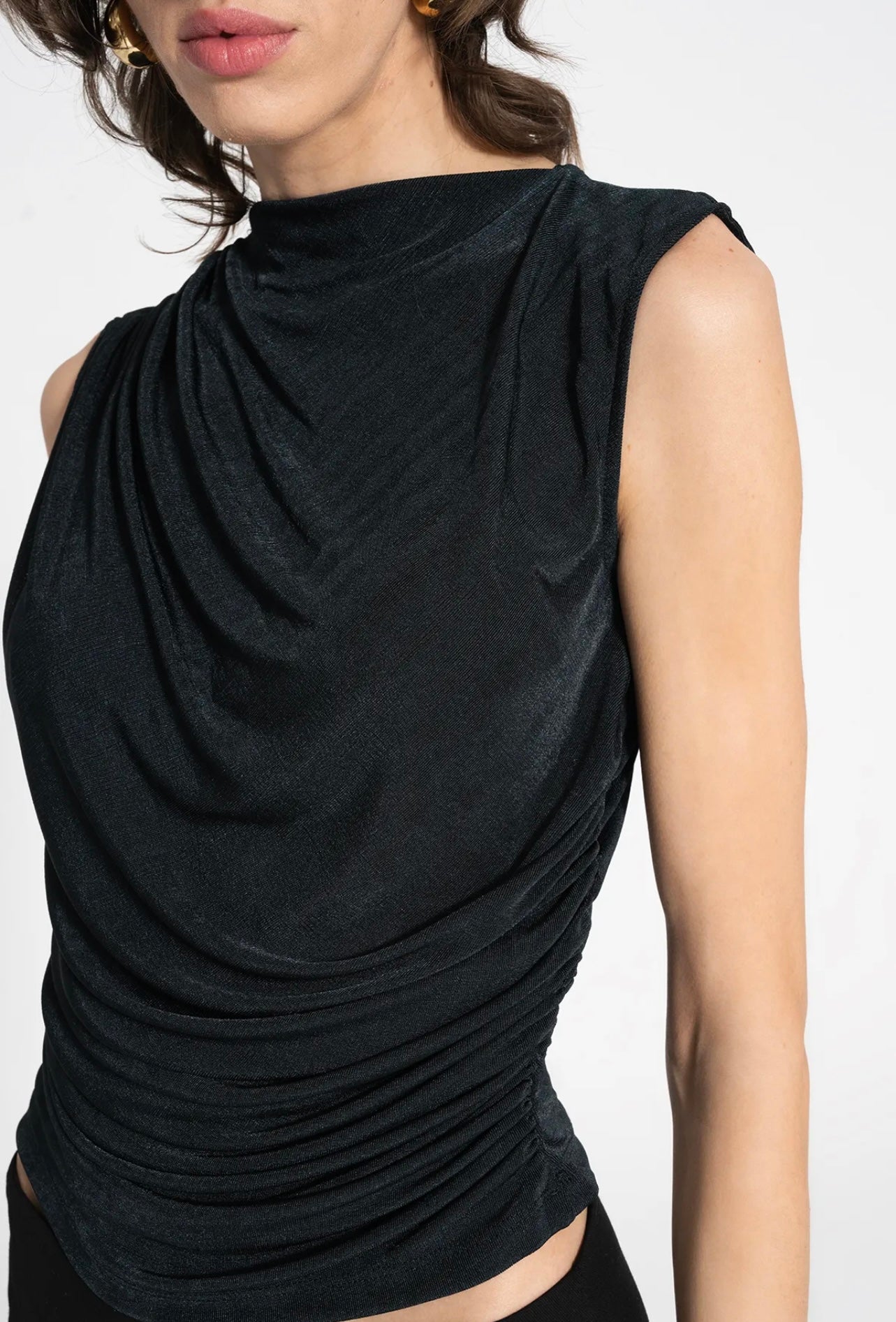 DRAPED SLEEVELESS BLOUSE