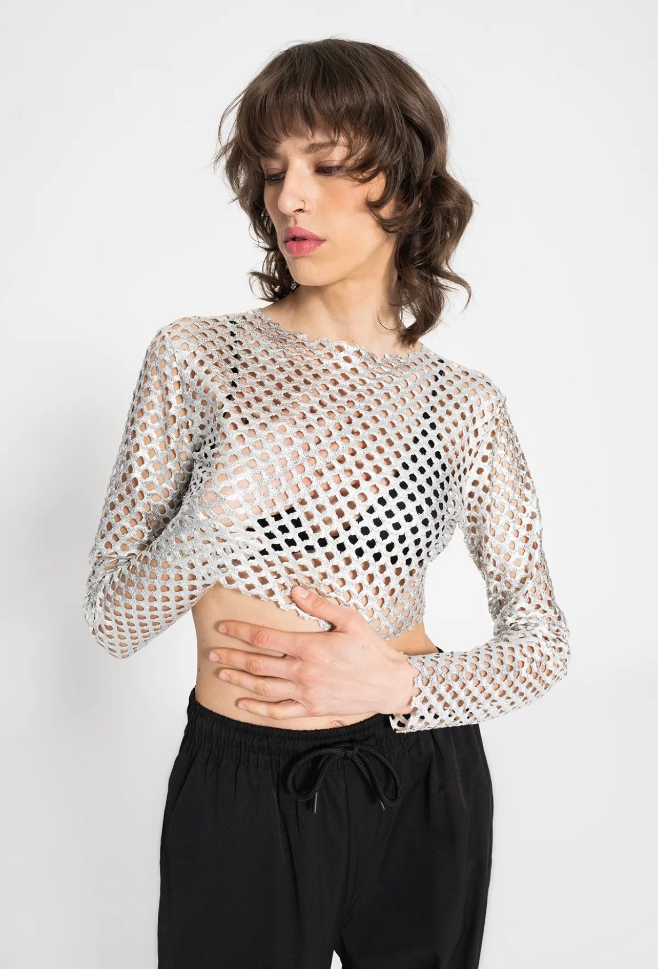 FOIL MESH CROP TOP