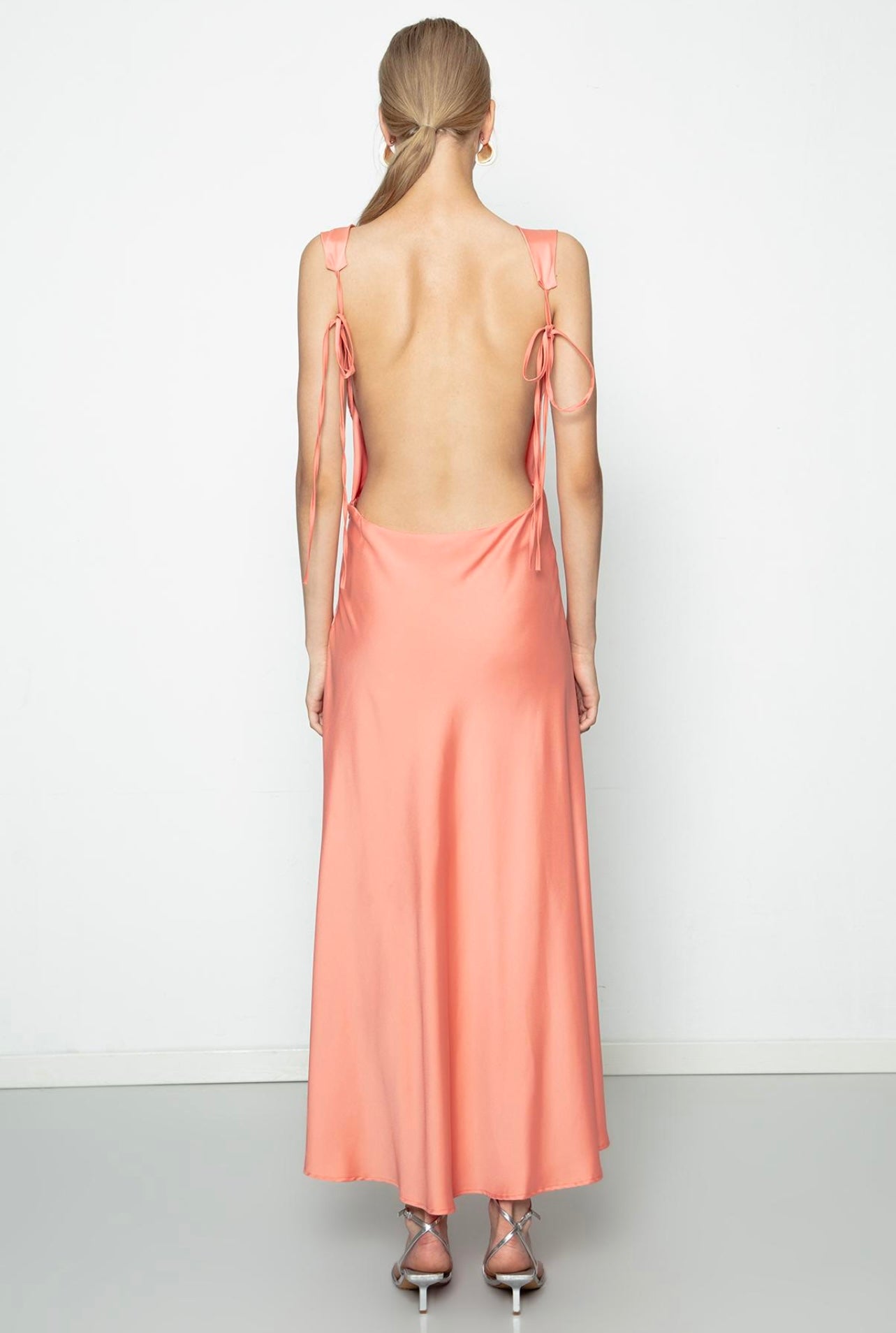 SATIN MIDI DRESS WITH OPEN BACK