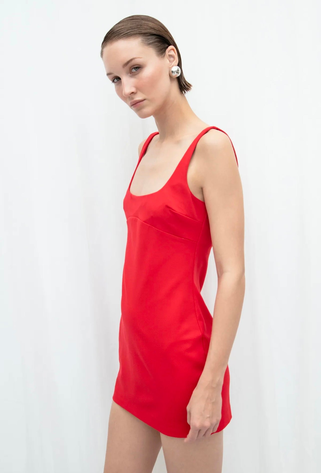 FITTED SQUARE-NECK  DRESS