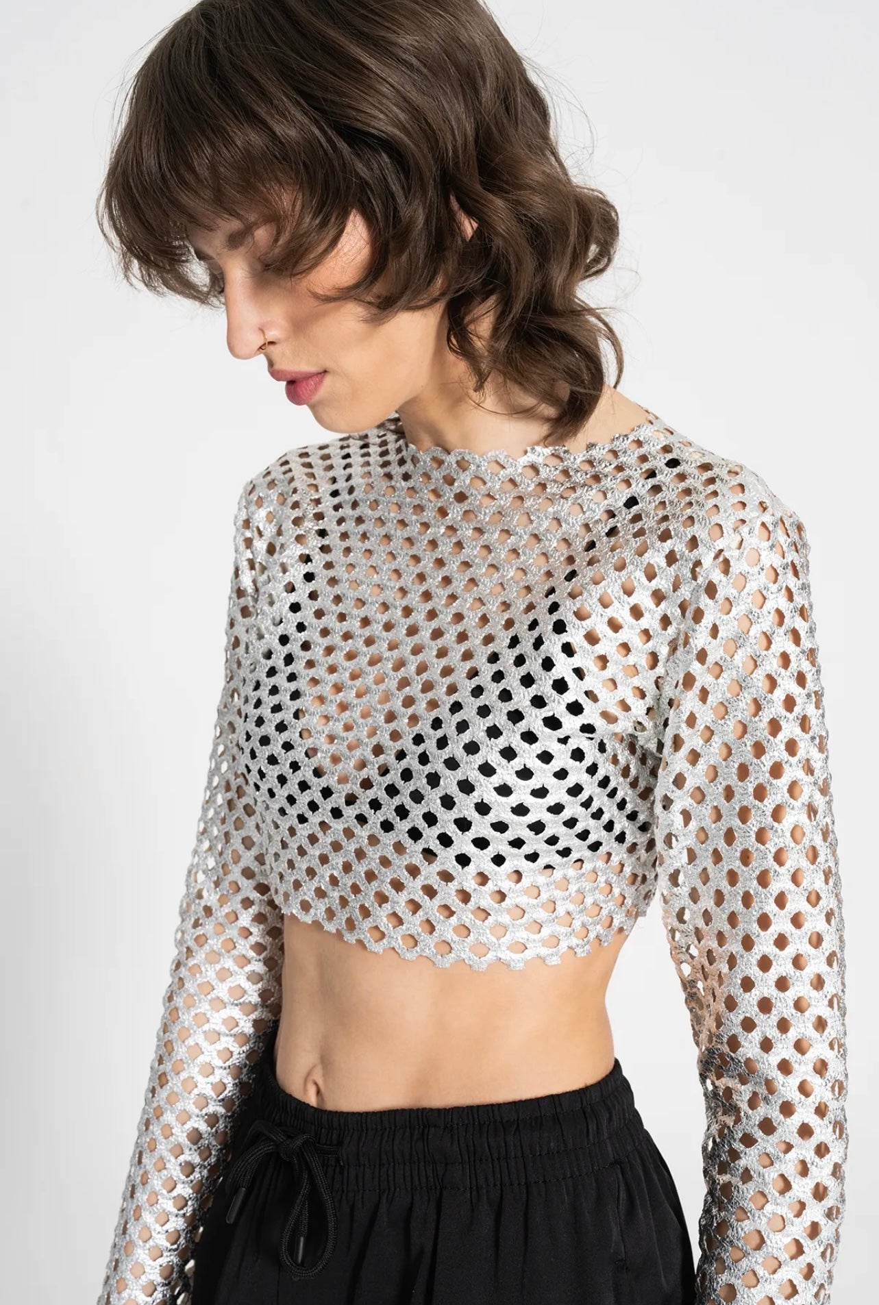 FOIL MESH CROP TOP