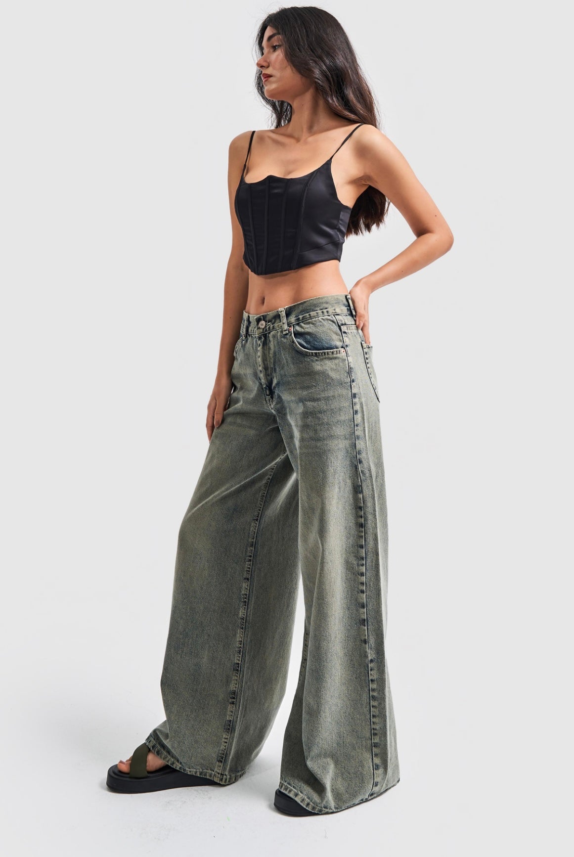 PIMKIE WIDE PALAZZO LEG JEANS