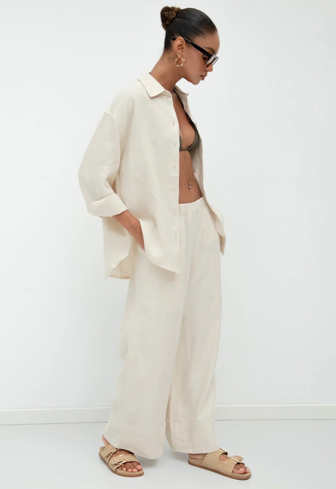 LINEN LOOSE TROUSERS