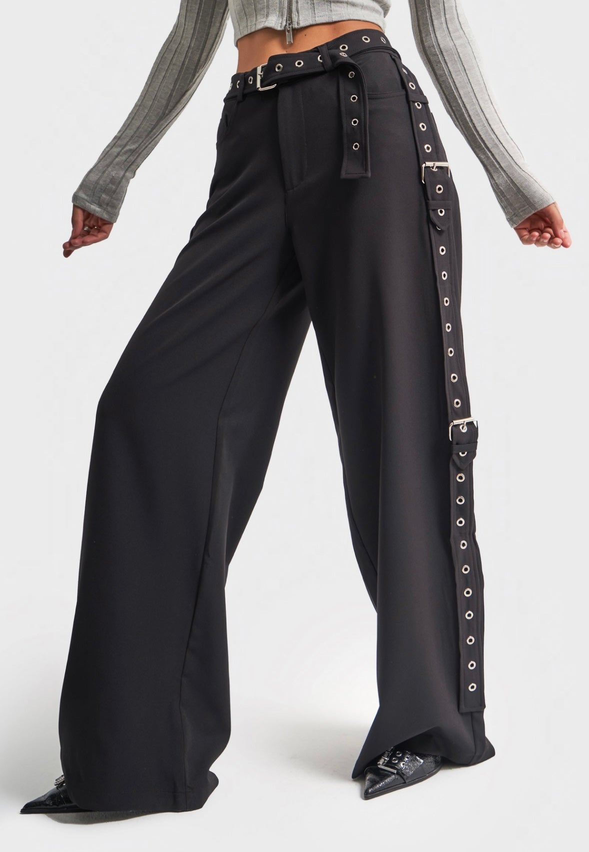 BELT DETAILS PALAZZO FIT TROUSERS