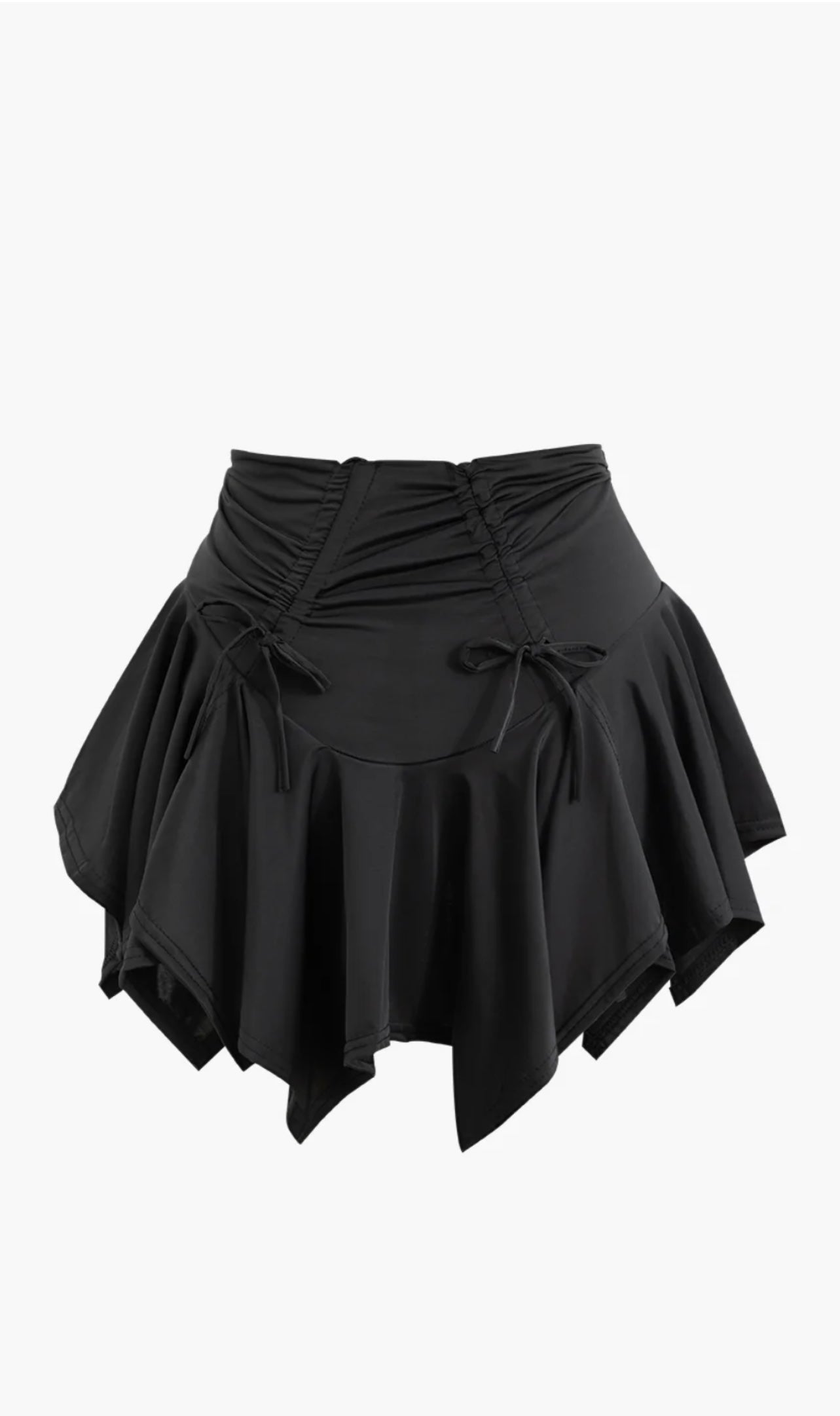 RUCHED DRAWSTRING ASYMMETRIC MINI SKIRT